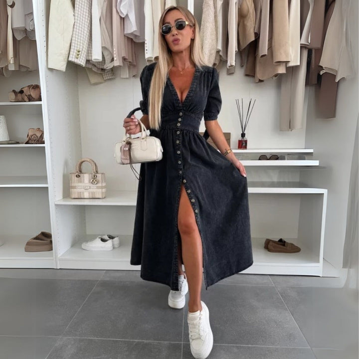 Karla - Robe boutonnée col en V