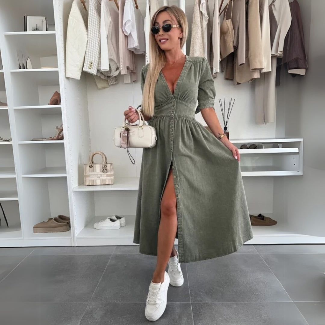 Karla - Robe boutonnée col en V