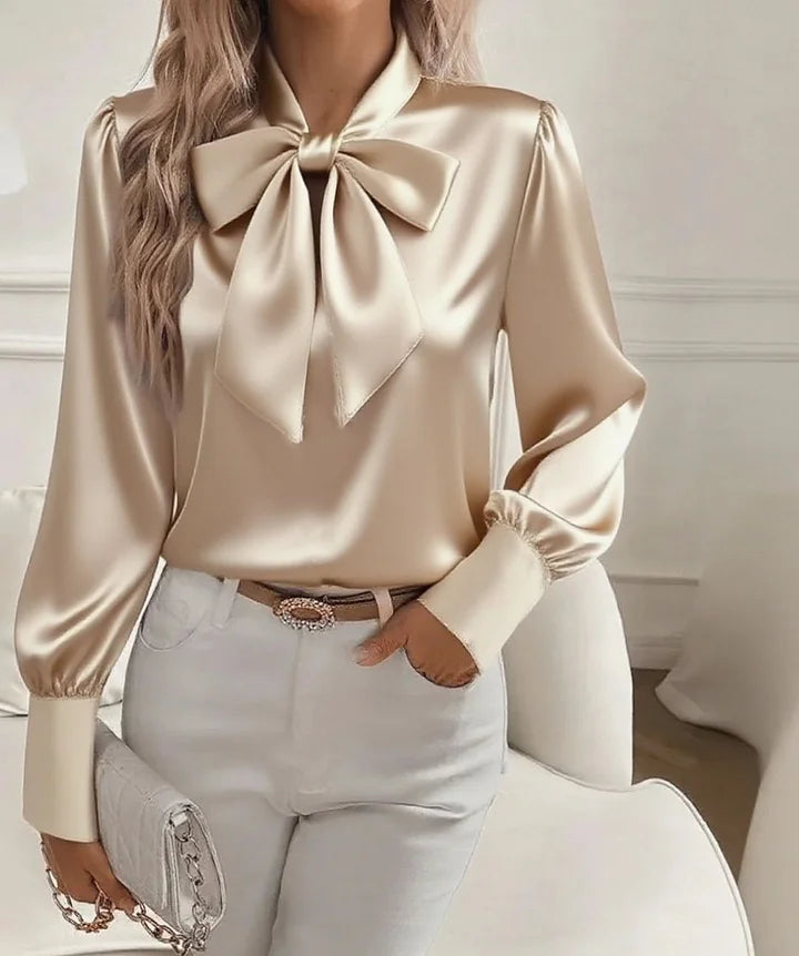 Kate | Satin Blouse With Elegant Bow