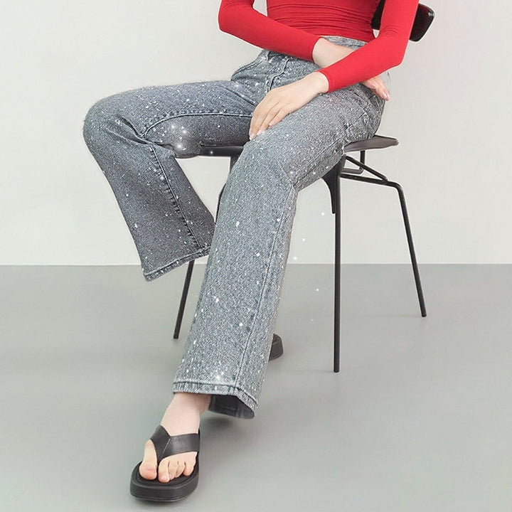 Molly| Rhinestone-Embellished Straight-Leg Jeans