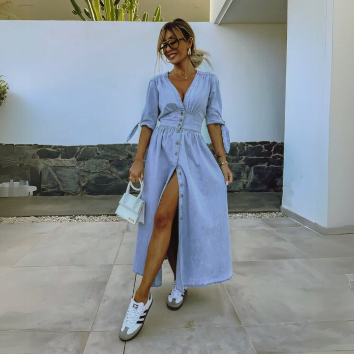 Karla - Robe boutonnée col en V