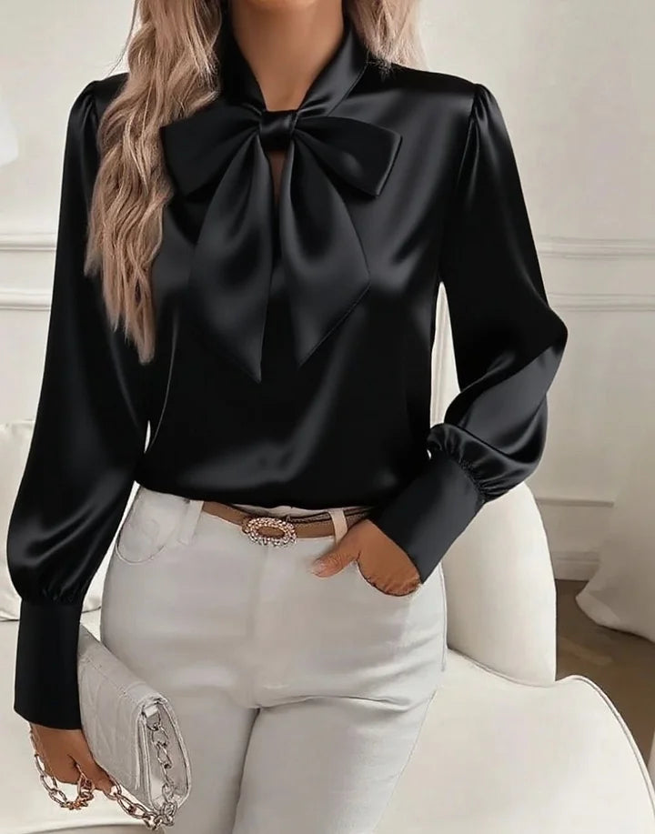 Kate | Satin Blouse With Elegant Bow